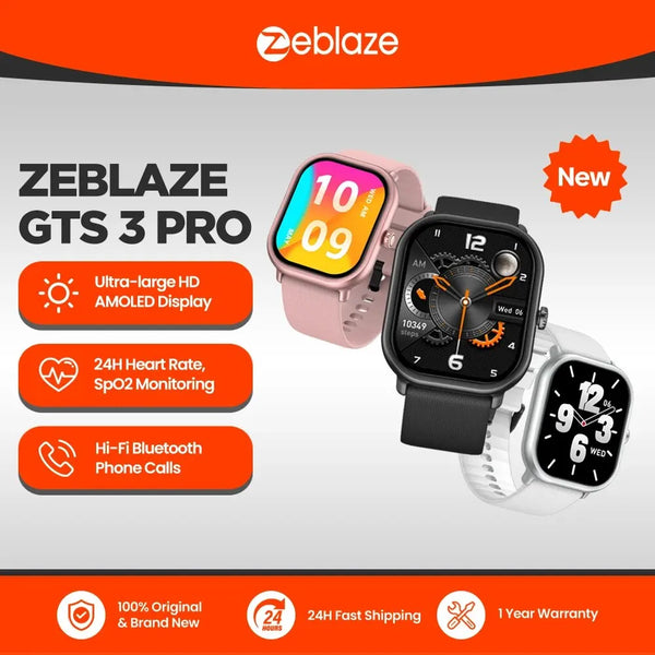 New Zeblaze GTS 3 Pro Voice Calling Smart Watch Ultra-big HD AMOLED Screen