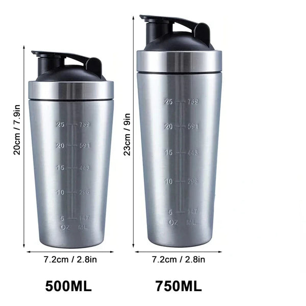 Stainless Steel Protein Shaker Cup Portable Fitness Sports Mug Nutrition